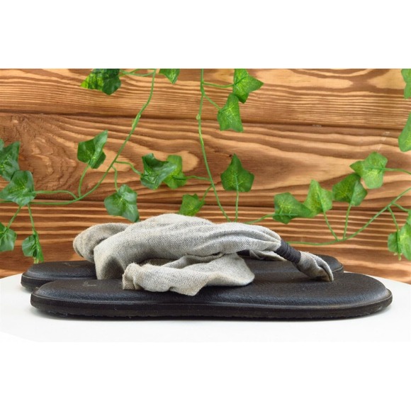 Sanuk Sz 9 M Gray Slingback Fabric Women Sandals - Picture 5 of 9